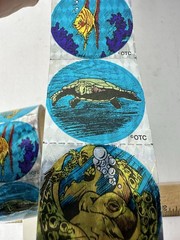 OCEAN ANIMALS PRISM Stickers Vintage Sandylion OTC Doctors Office Strip Of 6