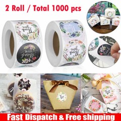 2 Roll / 1000 pcs 1″ Assorted Floral Thank You Stickers Round Sealing Labels US