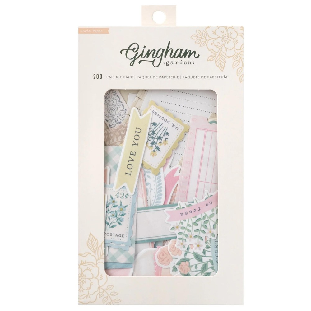 American Crafts GINGHAM GARDEN (200pc) PAPERIE EPHEMERA PACK scrapbooking