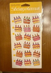 vintage stickopotamus * birthday cakes * binder stickers – nip