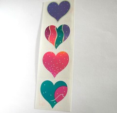 Vintage Mrs Grossman Foil Mylar Heart Sticker Strip – Teal Fuchsia Pink Pattern