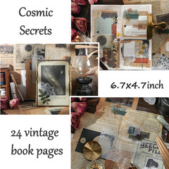 Vintage Aesthetic Scrapbook Supplies Kit with Scrapbook Paper, Stickers for Scra