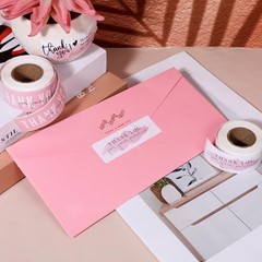 3 Rolls 1 x 3 inch Thank You Sticker, Thank You Stickers Small Pink&white