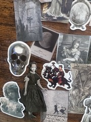 Dark Academia Gothic Vintage Sticker Lot ~50 Occult Raven Angel Ephemera