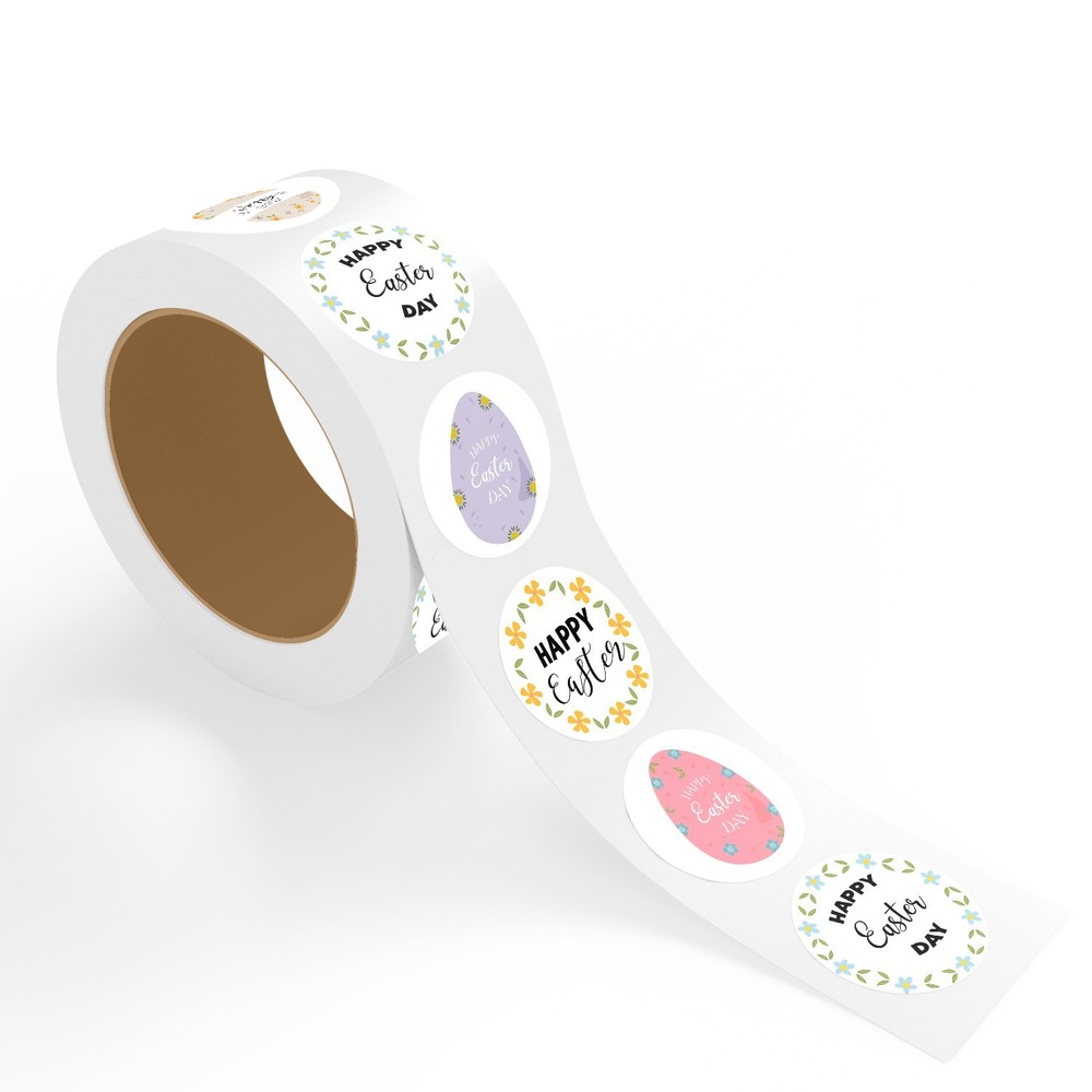 StickerJet Easter Stickers 2″ 500pcs Round Paper Stickers For Gift Tags, Party