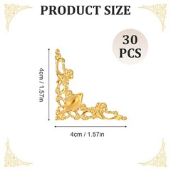 30PCS Corner Protector, Metal Photo Corners Retro Antique Scrapbook Album Corn