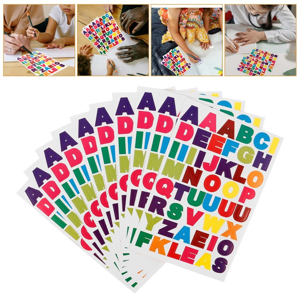 10 Sheet Colorful Alphabet Number Stickers Numbers Colour Decals