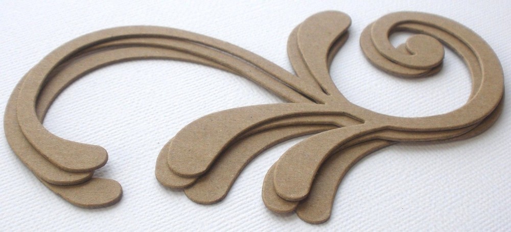 4 FANCY FLOURISH – Swirl / Accent – Bare Chipboard Die Cuts – Embellishment