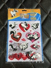 Looney Tunes Bobble Stickers Pepé Le Pew Love Skunk Hearts NIP
