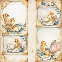 Sea Horse Decoupage Rice Paper For Ornament-Wood Art A4 1 Sheet
