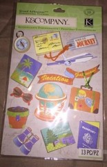 K&COMPANY PASSPORT TRAVEL Plane World Globe Luggage Happy Trail Vacation Journey