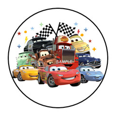 CARS STICKERS ENVELOPE SEALS LABELS FAVORS TAGS 1.5″ ROUND MACQUEEN CUSTOM