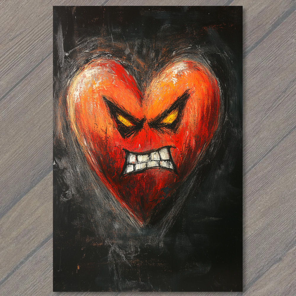 STICKER Angry Red Heart Expressing Intense Emotion Love Vibrant Rage Fun 1/8
