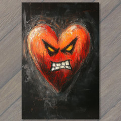 STICKER Angry Red Heart Expressing Intense Emotion Love Vibrant Rage Fun 1/8