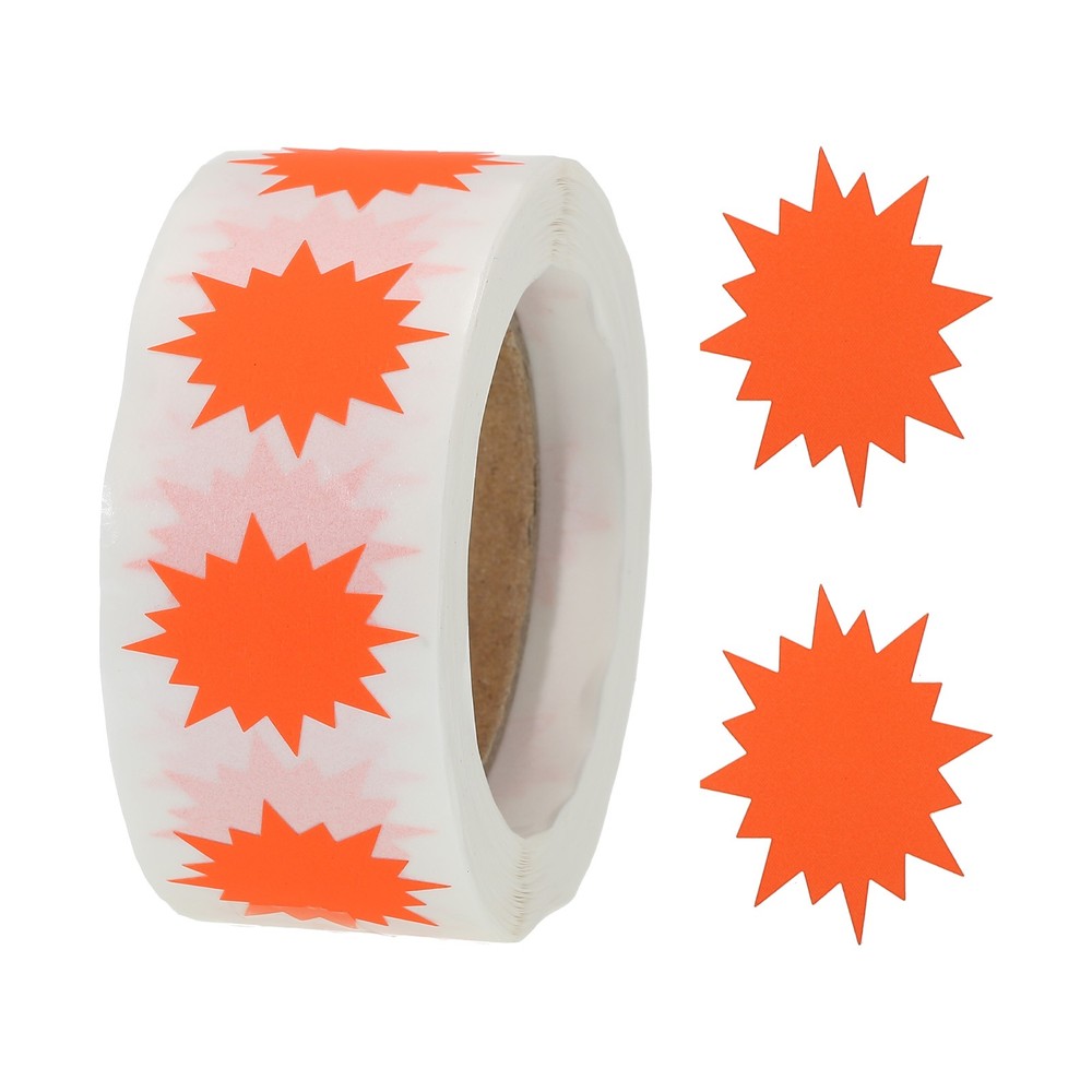 Color Coding Label Star Burst Sign 1 Roll Fluorescent Rose Red 1″,500 Count/Roll