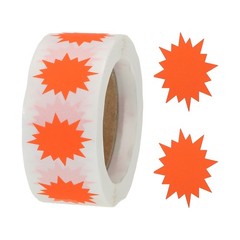 Color Coding Label Star Burst Sign 1 Roll Fluorescent Rose Red 1″,500 Count/Roll