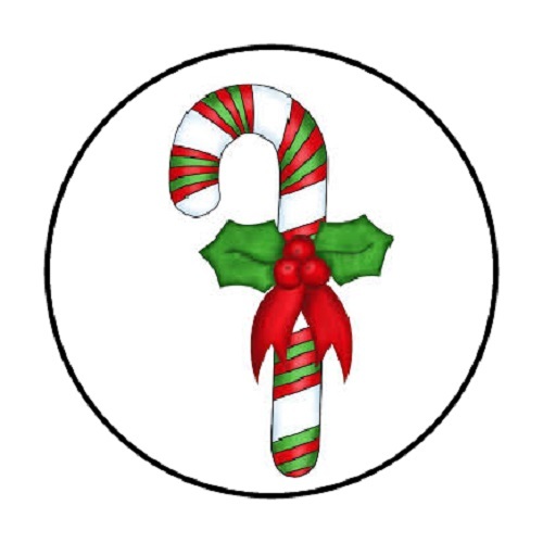 48 CHRISTMAS RED GREEN CANDY CANE ENVELOPE SEALS LABELS STICKERS 1.2″ ROUND
