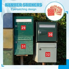 2″ Consecutive Number Stickers, 1 Set Self Adhesive Number Decals, Red
