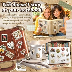 300 Pcs Vintage Stickers, Junk Journal Supplies, Cute Stickers for Journaling Su