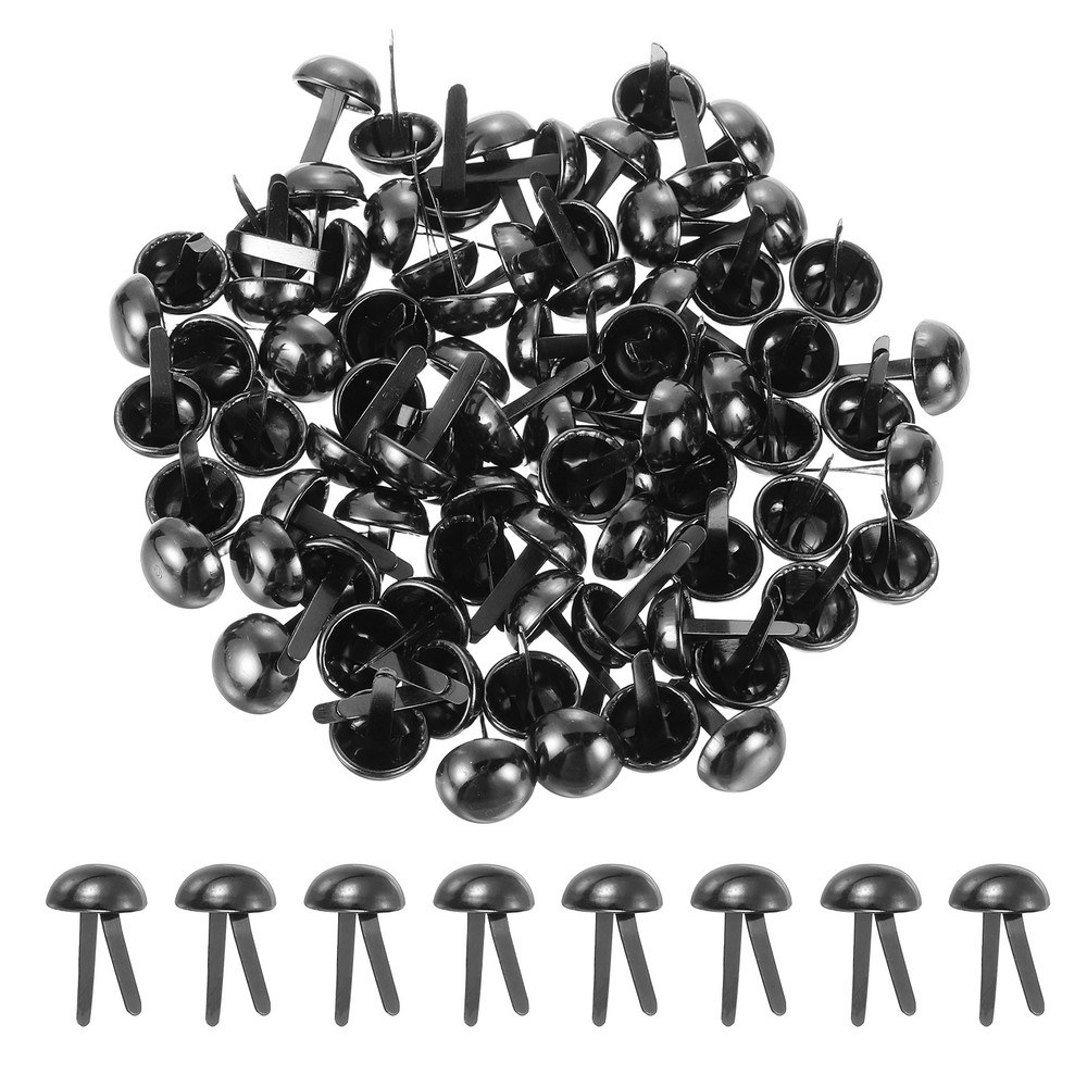 120Pcs Brads Paper Fasteners, 12×20 mm Metal Round Head Split Pins, Black