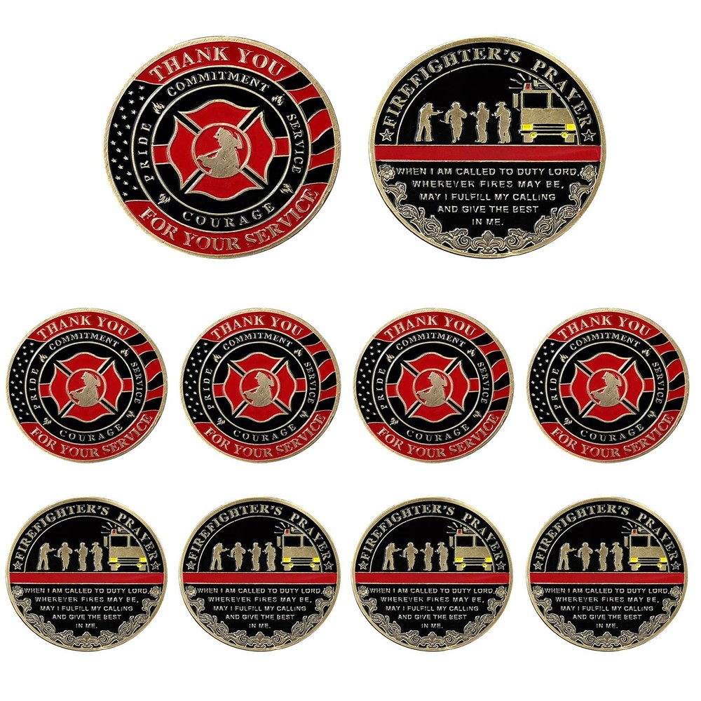PCS Firefighter Challenge Coin Set Thin Red Line Firefighters Prayer