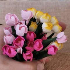 Tulip Flower Mulberry Paper Flower 10 mm. Scrap booking Flower Crafts Handmade