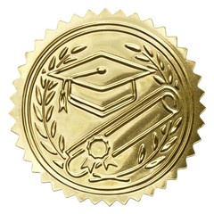 Embossed Graduation Cap Gold Certificate Seals Diplomas Gold foil Seals, 2”,1…