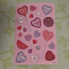 Valentines Day Cute Heart Candy Love Theme Sticker Sheet Junk Journal Crafts