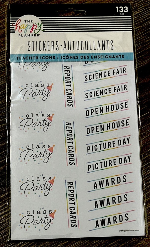 Me & My Big Ideas The Happy Planner Teacher Icons 133PC Fair Awards Scrapbooking