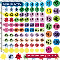YSHIHE Yard Sale Price Stickers Garage Sale Stickers 3/4″ Round Bright Colors La