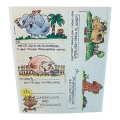 Vintage Hallmark Animal Name Tag Stickers 3 Sheets Elephant Owl Pig Cow Dog