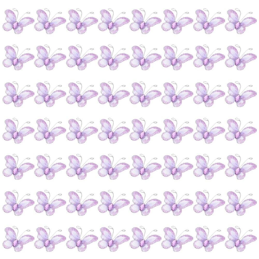 50Pcs Butterflies for Crafts, 1.2″ Mesh Organza Butterflies, Purple