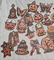 Halloween Stickers Vintage Style Orange Cream Black Pumpkin Witches 30+