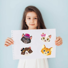 27 Sheets Cat Make a Face Sticker Sheets for Kids Todders Activities, Make Your