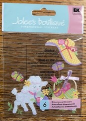 Used RARE Jolees Lamb & Basket Happy EASTER Hat Bunny Eggs Jelly Beans Stickers