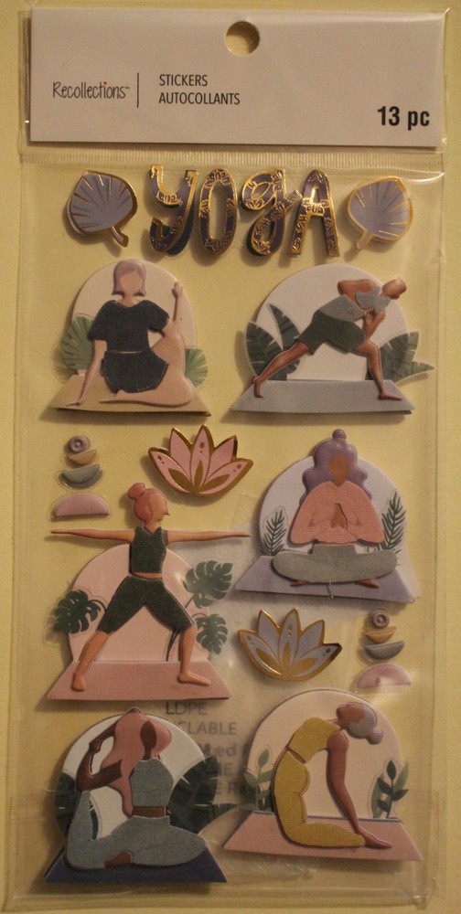New Recollections scrapbook stickers YOGA workout warrior pose nameste relax