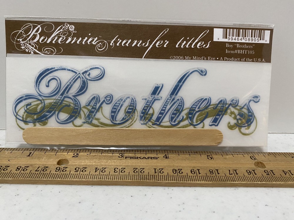 My Mind’s Eye Bohemia Rub On Transfer Titles Scrapbook Craft «Brothers”
