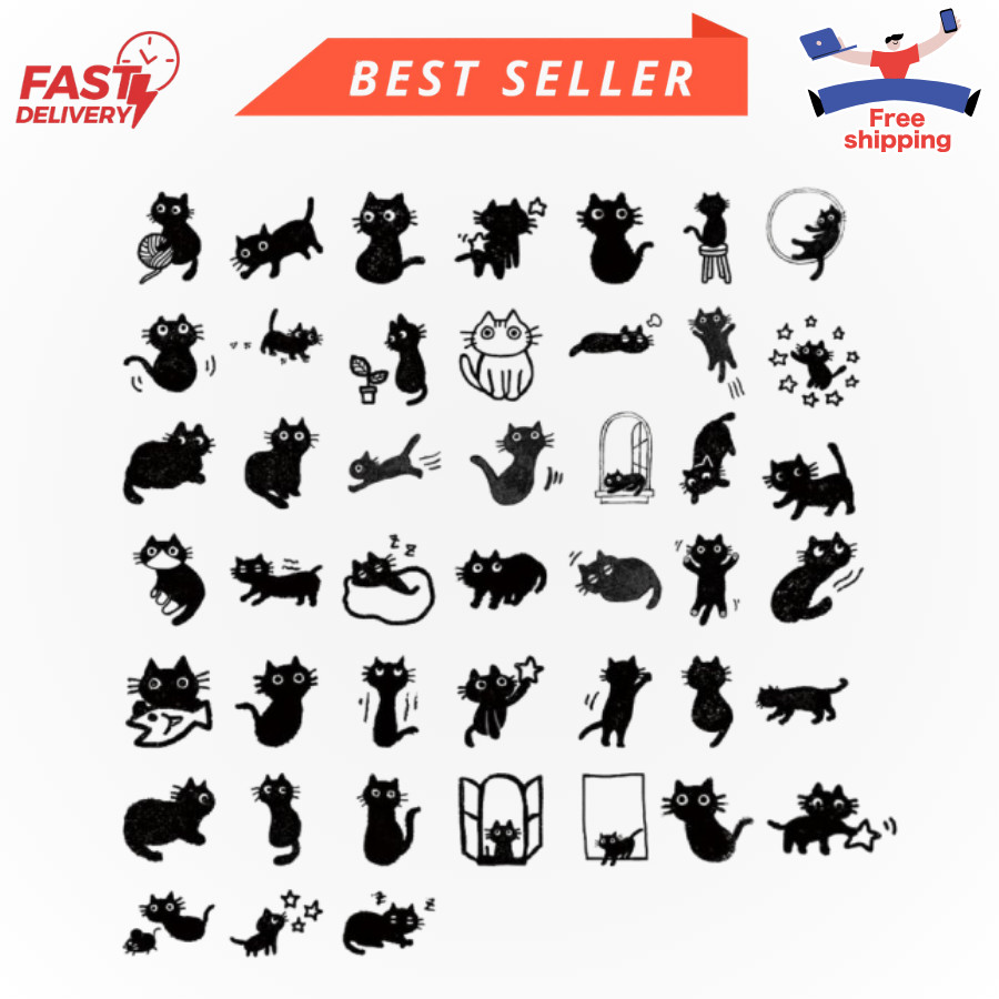 Adorable Mini Black Cat Stickers: Ideal for Scrapbooks, Journals, DIY Decor,