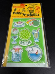 Vintage Puffy Scented Sticker Sheet Kawaii Melon Cocktail 80s Retro Puff n Smell