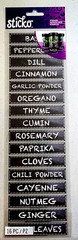 Sticko Chalk Spices Scrapbooking Stickers Cumin Cloves Paprika Cayenne Nutmeg