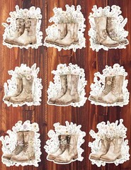 Rustic Wildflower Boots Vinyl Stickers Set Scrapbooking Laptop Waterbottle