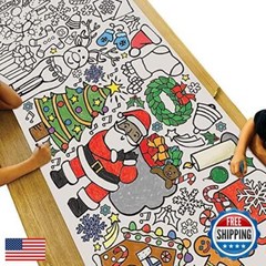 Tiny Expressions Christmas Coloring Tablecloth for Kids | Rolled, No Creases