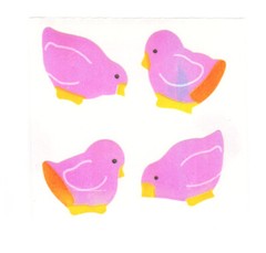 Vintage 80’s Great Seven 7 PEARLY Pink Baby Chicks Sticker Mod