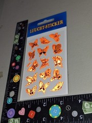 vintage stickers Orange Black Butterflies Germany Leucht Sticker 1 Sheet Pkg