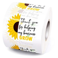 Wailozco Sunflower Thank You Stickers,Thank You for Helping My Business Grow Sti