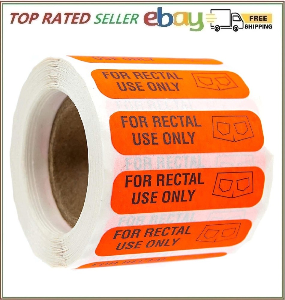 500 for Rectal Use Only Stickers / 1.5 x .375 Fluorescent Red Stickers