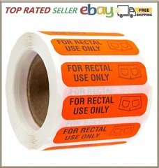 500 for Rectal Use Only Stickers / 1.5 x .375 Fluorescent Red Stickers