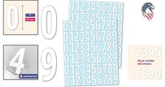 600 White Waterproof Vinyl Number Stickers 1 Inch for Indoor Outdoor Use