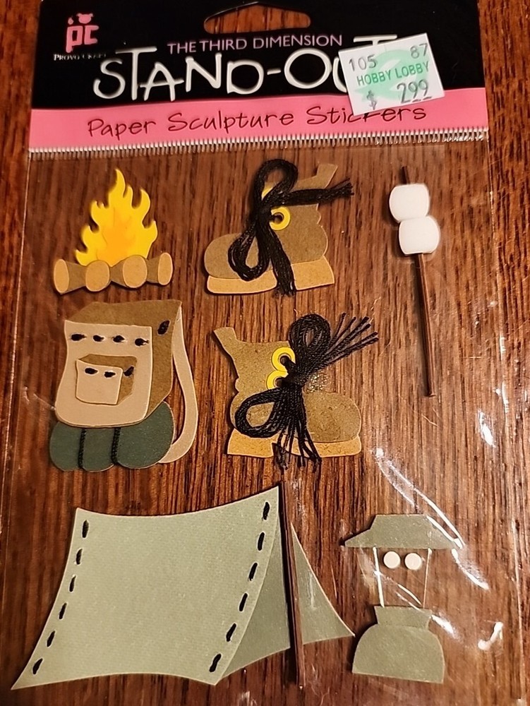 PROVO CRAFT STAND-OUTS PAPER SCULPTURE STICKERS CAMP TIME CAMPING TENT FIRE 3D