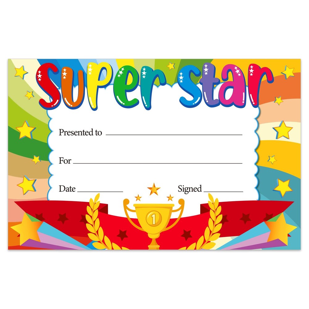 30 PCS Super Star Student Certificates Recognition Awards Reward Incentives Kids